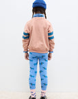 Weekend house kids - blue dog stripes sweatshirt - powder pink