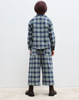 Weekend house kids - checkered blue flare pants - indigo