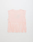 Maison Mangostan - birds fringe top - pink