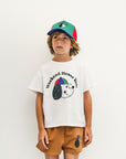 Weekend house kids - happy dog t-shirt - white