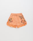 Maison Mangostan - birds embroidered short - orange