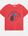 Weekend house kids - happy dog t-shirt - red
