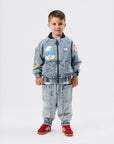 Goldie + Ace - the smurfs - badge bomber jacket