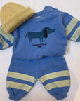 Weekend house kids - baby - blue dog striped sweatpants - soft blue