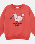 Weekend house kids - pom pom dog baby sweatshirt - red