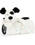 Jellycat - bashful black & cream puppy blankie