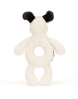 Jellycat - Bashful black & cream puppy ring rattle