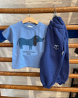 Weekend house kids - embroidered blue dog sweatpants - dark blue