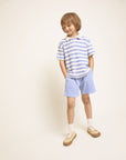 Buho - kids - terry stripes polo - bluette