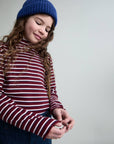 Buho - kids - fancy stripe t-shirt - pomegranate