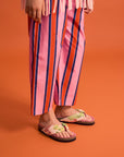 Maison Mangostan - stripe pants - pink