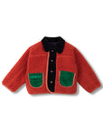 Wynken - baby - faux fur reversible jacket - navy/rusty bear