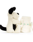 Jellycat - bashful black & cream puppy soother