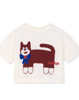 Wynken - cropped bon bon tee - ecru smart cat