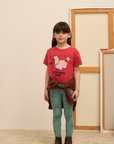 Weekend house kids - pom pom dog t-shirt - red