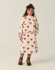 The campamento - kids - bicolor hearts sweatshirt - ecru