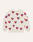 The campamento - kids - bicolor hearts sweatshirt - ecru