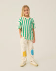The Campamento - kids - striped oversized polo - green