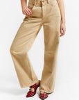 Indee - wide leg baggy denim trousers - vancouver sand