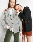 Indee - waffa - embroidered cardigan - grey