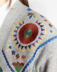 Indee - waffa - embroidered cardigan - grey