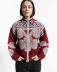 Indee - wakeboard - embroidered cardigan with zipper - merlot red