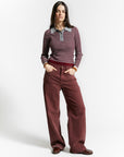 Indee - wallaby - fitted stripe polo pullover - merlot red