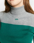 Indee - wapiti - fitted high neck pullover - grey melange