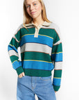 Indee - wishes - multicolor stripe polo pullover - green