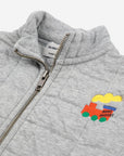 Bobo Choses - baby - choo choo quilted zipped sweatshirt - light grey