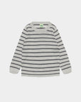 Fub - kids - stripe merino wool tee - light grey/navy