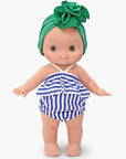 Minikane - Ninon at the beach in her blue striped outfit