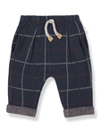 1+ in the family - robin - big check fleece trousers - dark blue