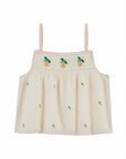 Emile et Ida - lemons embroided strap top - creme