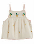 Emile et Ida - lemons embroided strap top - creme