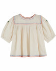 Emile et Ida - embroidered blouse - cream/pink