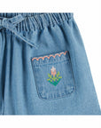 Emile et Ida - rose embroidered shorts - light denim