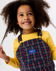 Goldie + Ace - austin - plaid overalls - navy