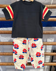 The campamento - kids - big flowers corduroy trousers - ecru