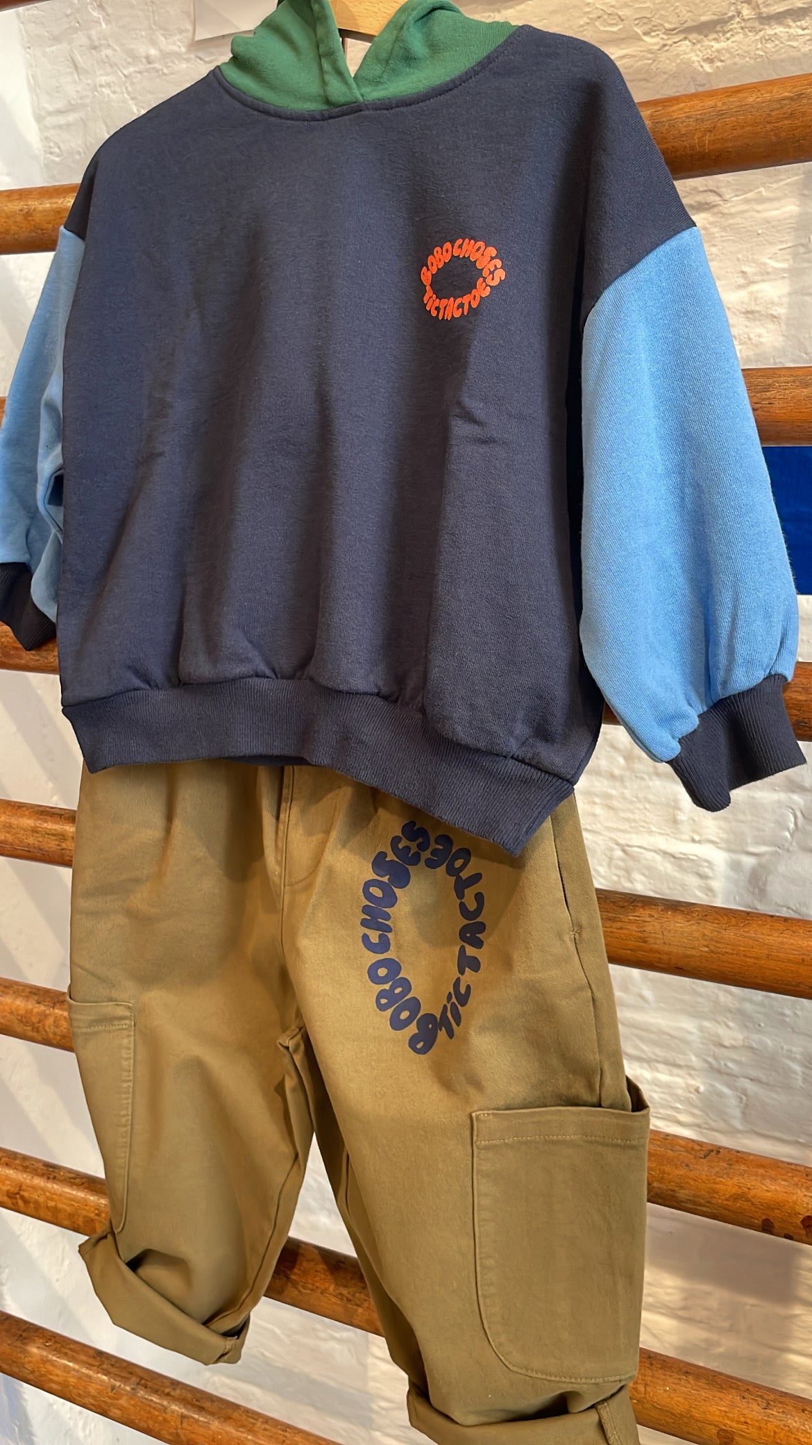 Bobo Choses - kids - tic tac toe woven cargo pants - khaki