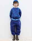 Weekend house kids - embroidered blue dog sweatpants - dark blue