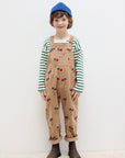 Weekend house kids - flowers allover corduroy dungaree - beige