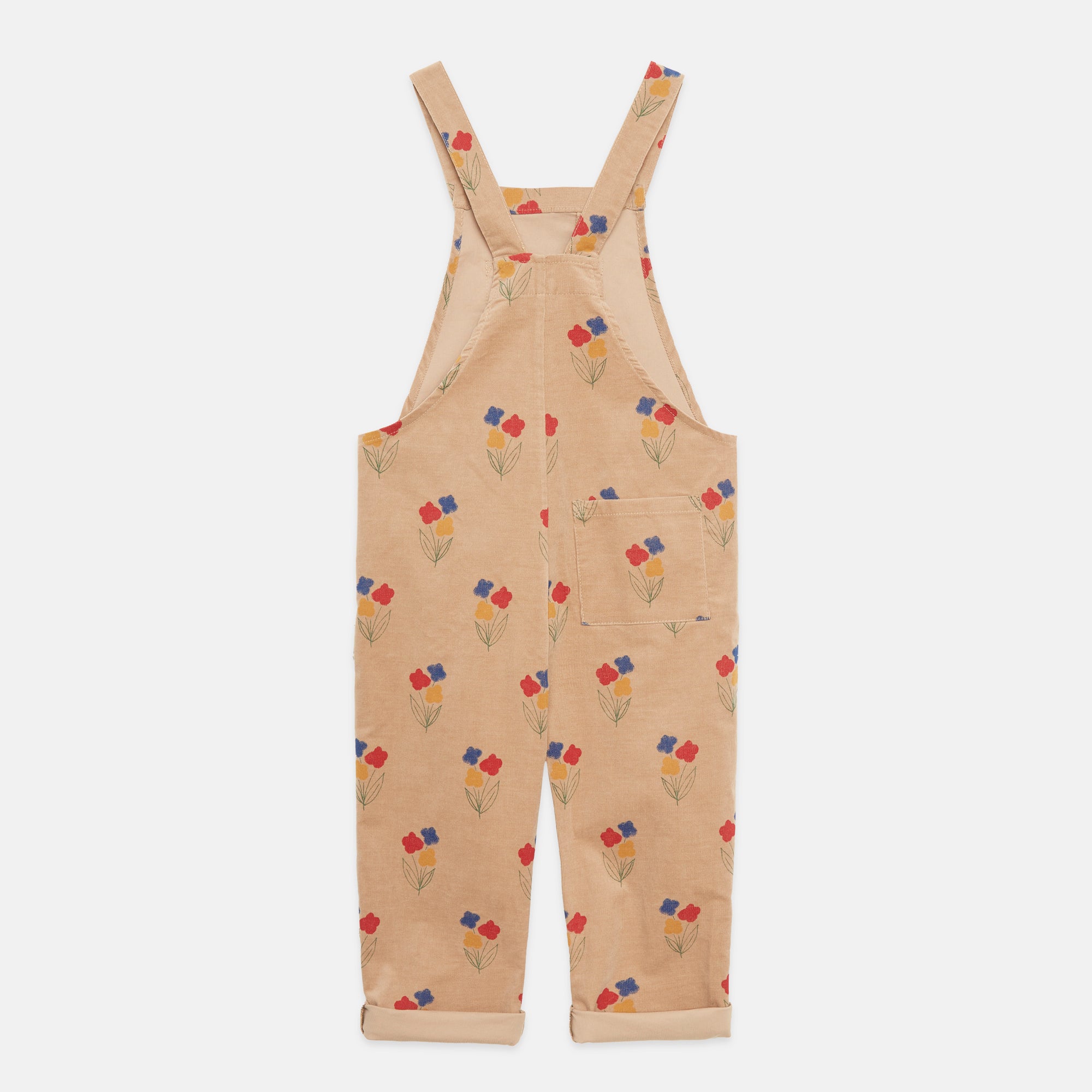 Weekend house kids - flowers allover corduroy dungaree - beige