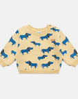 Weekend house kids - baby - blue dog allover sweatshirt - yellow