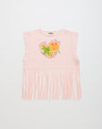 Maison Mangostan - birds fringe top - pink