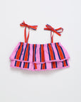 Maison Mangostan - ruffles stripe top - pink
