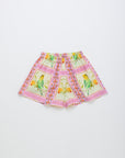 Maison Mangostan - birds patchwork short - pink