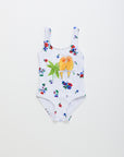 Maison Mangostan - blossom birds swimsuit - white