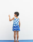 Weekend house kids - waves shorts - nautical blue