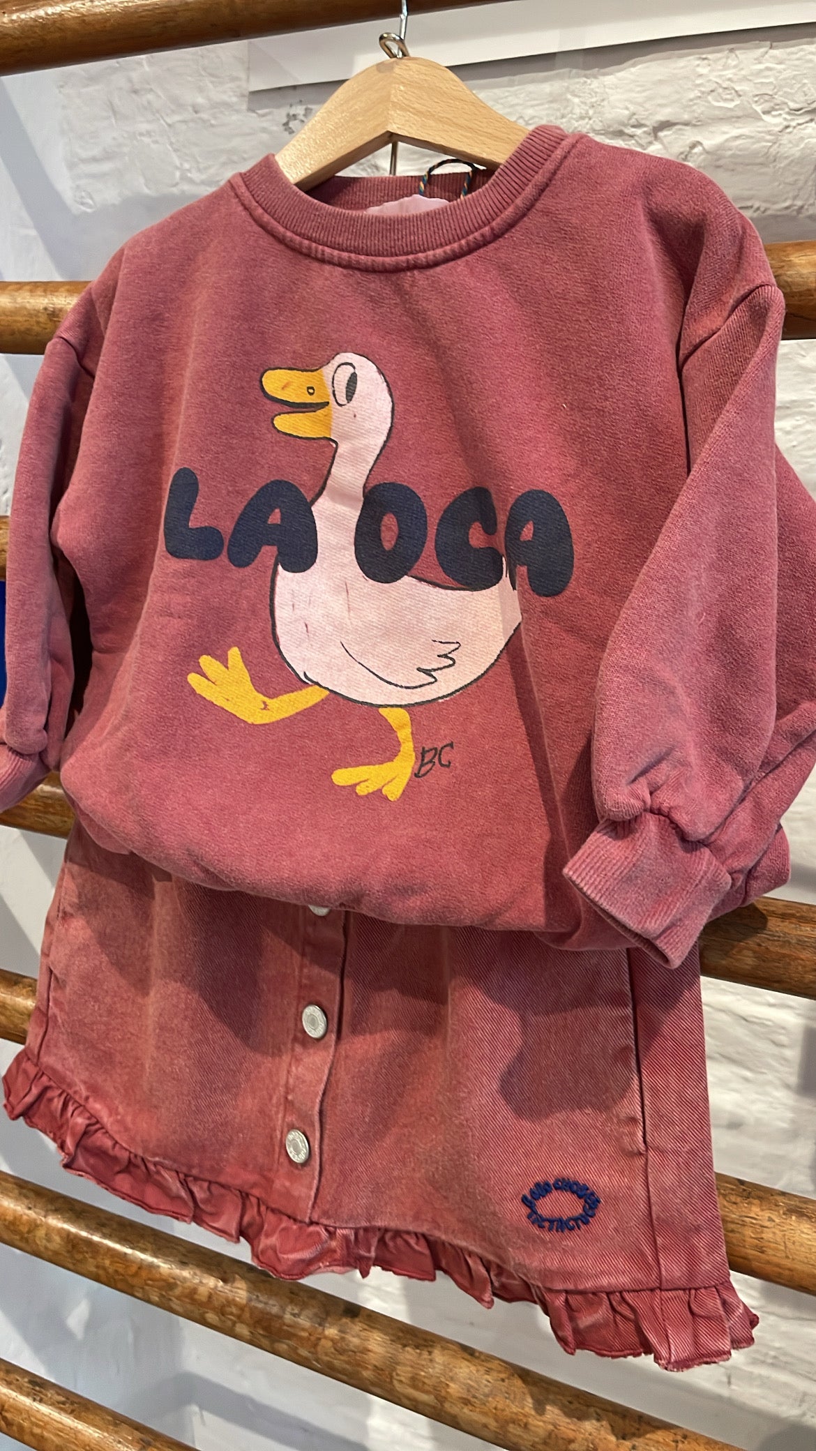 Bobo Choses - kids - tic tac toe ruffle skirt - brown